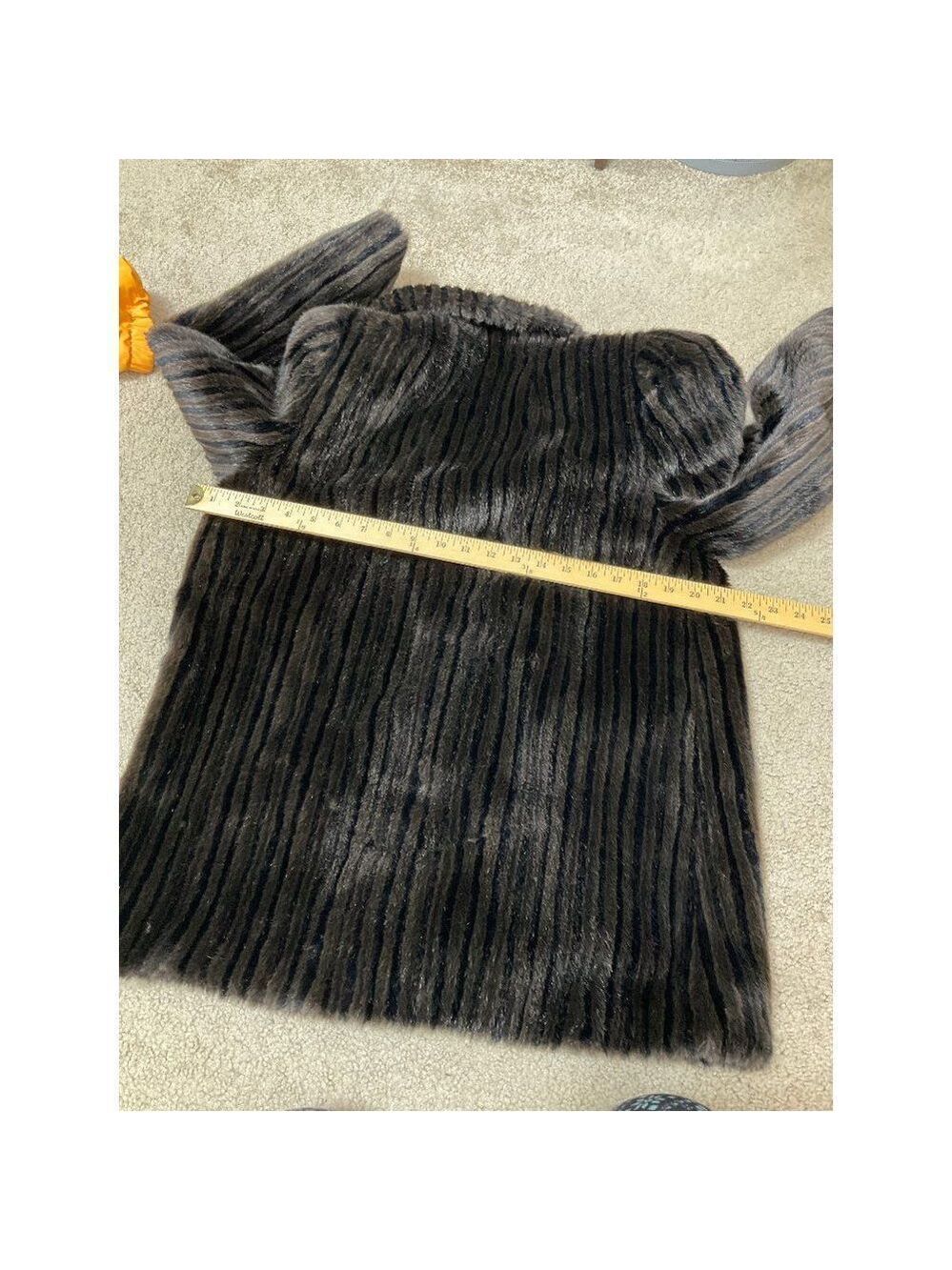 𝅺us14 Intrigue A Luxury Fabric By De Ball Black Brown Faux Fur Coat Vintage - Picture 10 of 11
